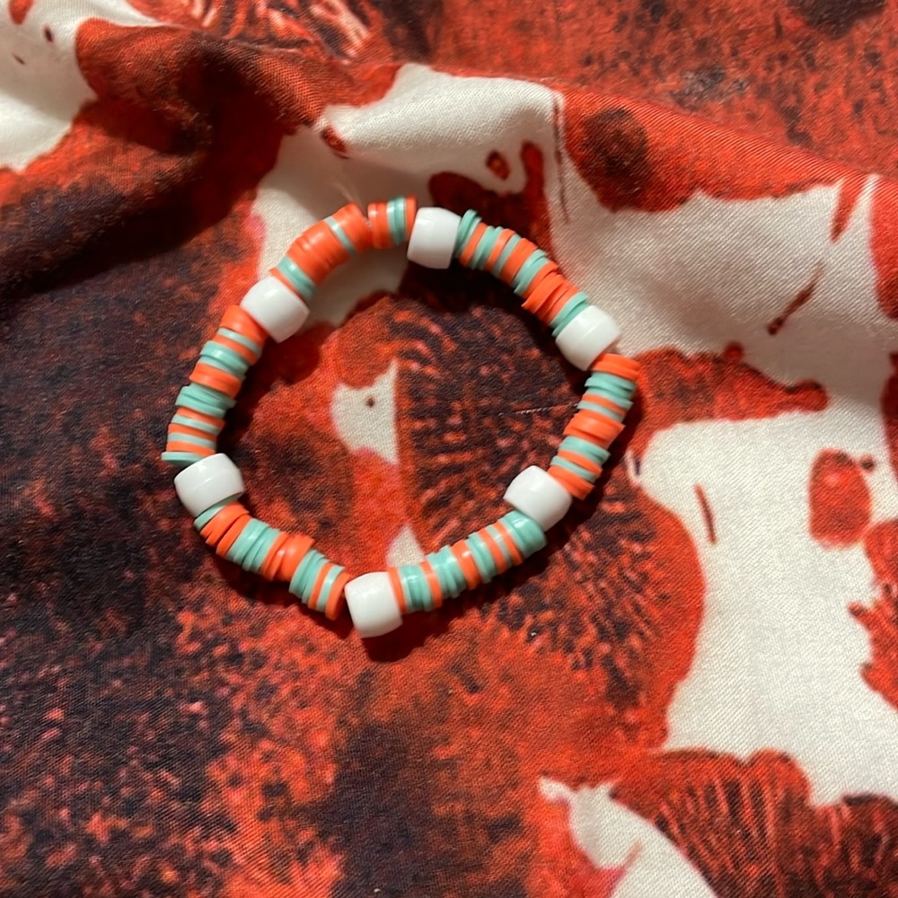 Blue orange and white bracelet